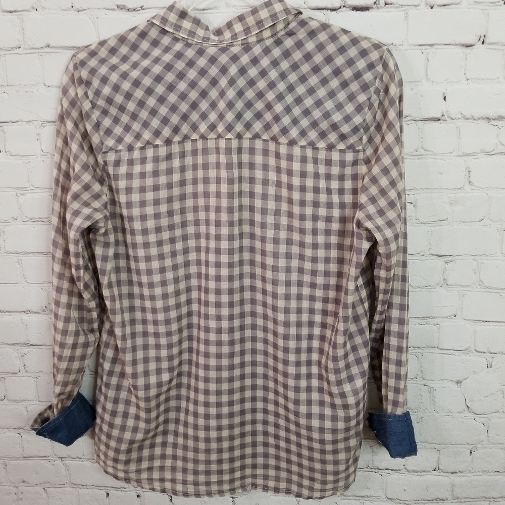 Bcbgeneration Plaid Chiffon Button Down Shirt M - image 3